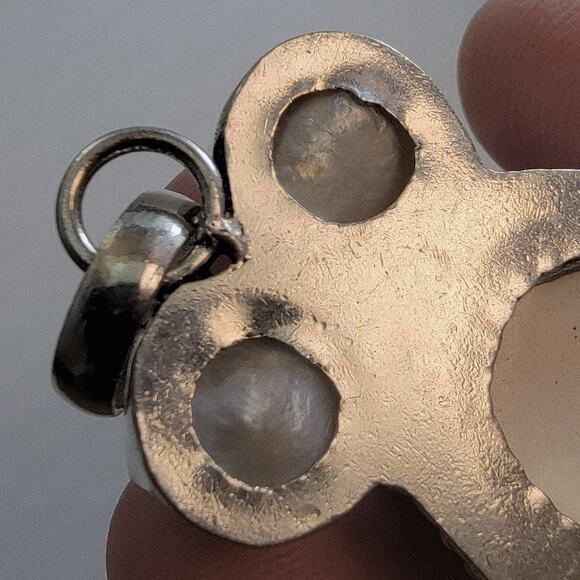 Necklace Pendants Dendritic Opal and Pearl Handmade Jewelry in Sterling Silver - Picture 7 of 10